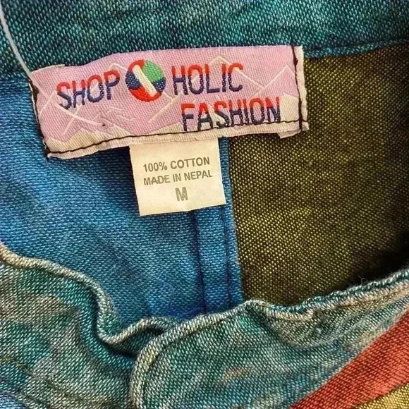 Shop Holic Women's Nepal Cotton Patchwork Handmade Shirt medium oversized - Picture 11 of 13